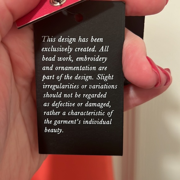 Vince Camuto NWT Cap Sleeve Orange Coral Dress w/ Rhinestones- Size 12 - Picture 5 of 7